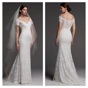 Watters 4011T Lace Mesh Wedding Gown White Bridal Dress 22W Bride NWOT ⚪️